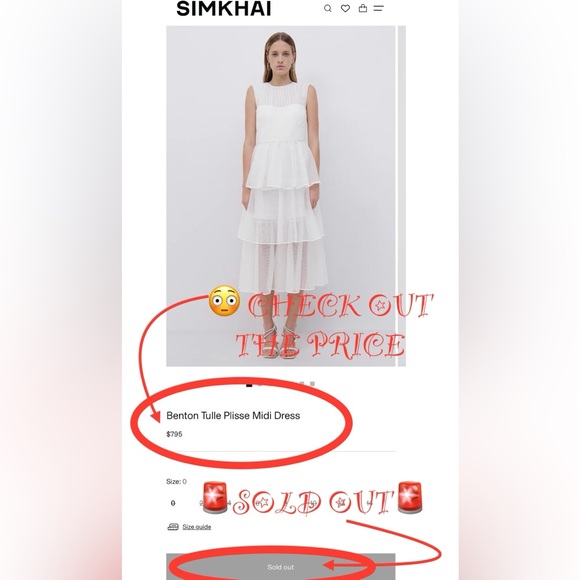 🆕#249 NWT~JONATHAN SIMKHAI Benton Tulle Plisse Midi Dress, Size 4 - Picture 16 of 16